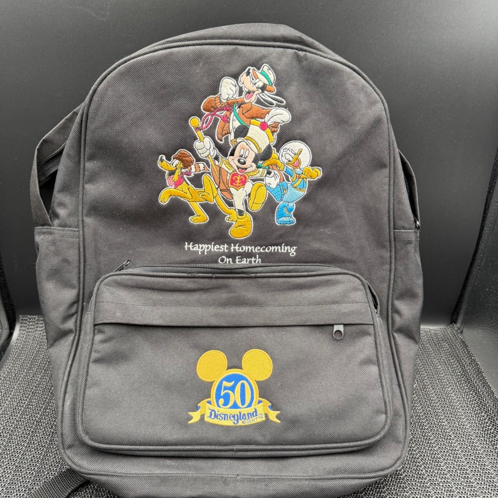 Disney Disneyland 50th Anniversary Backpack Happiest Homecoming Mickey Black